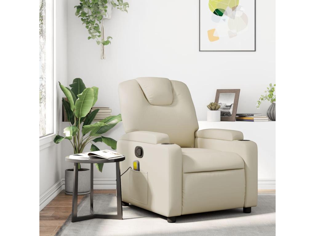 Sillón reclinable de masaje Joliven crema