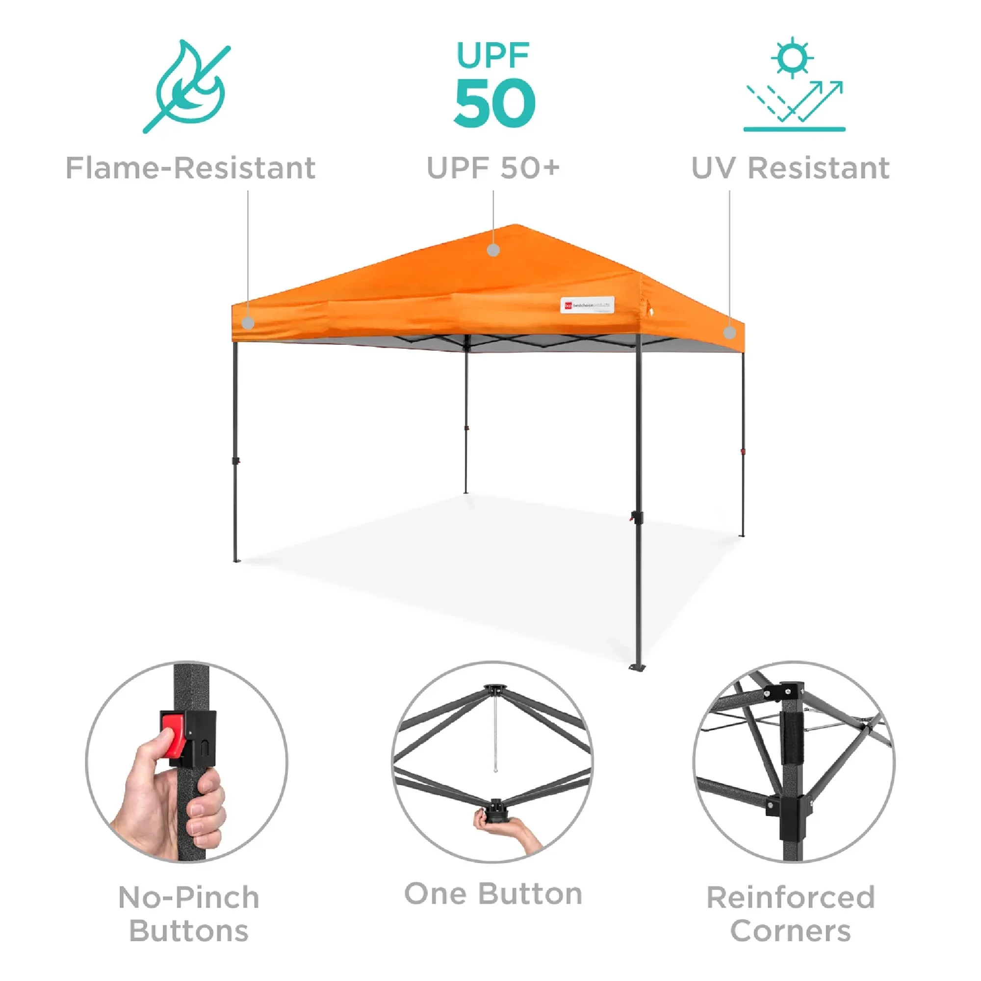 Best Choice Products 12x12ft Easy Setup Pop Up Canopy w/ 1-Button Setup, Wheeled Case, 4 Weight Bags - Navy Blue - Image 25