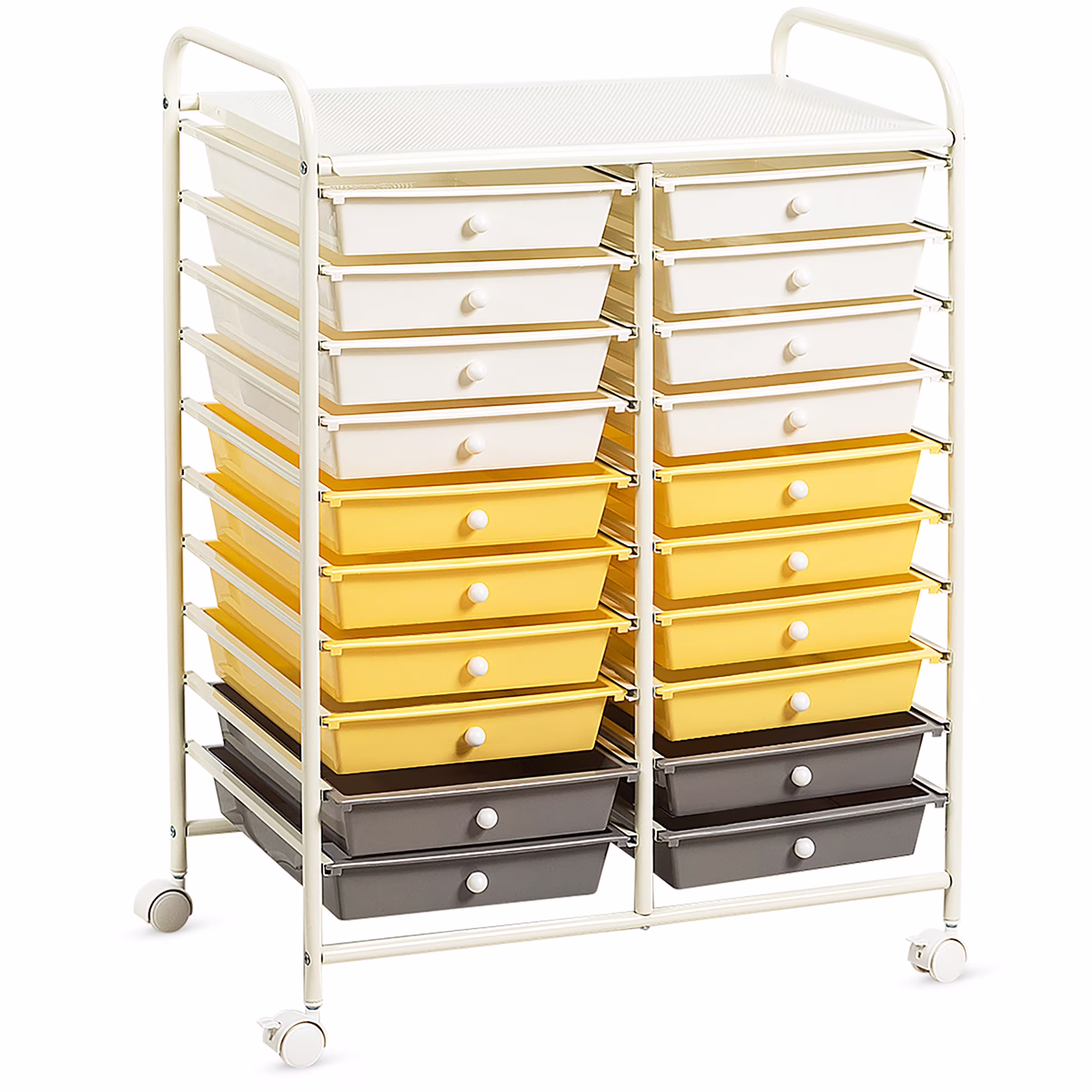 Costway 20 Drawer Rolling Storage Cart Tools Scrapbook Paper Office School Organizer Yellow(Pink Gradient)