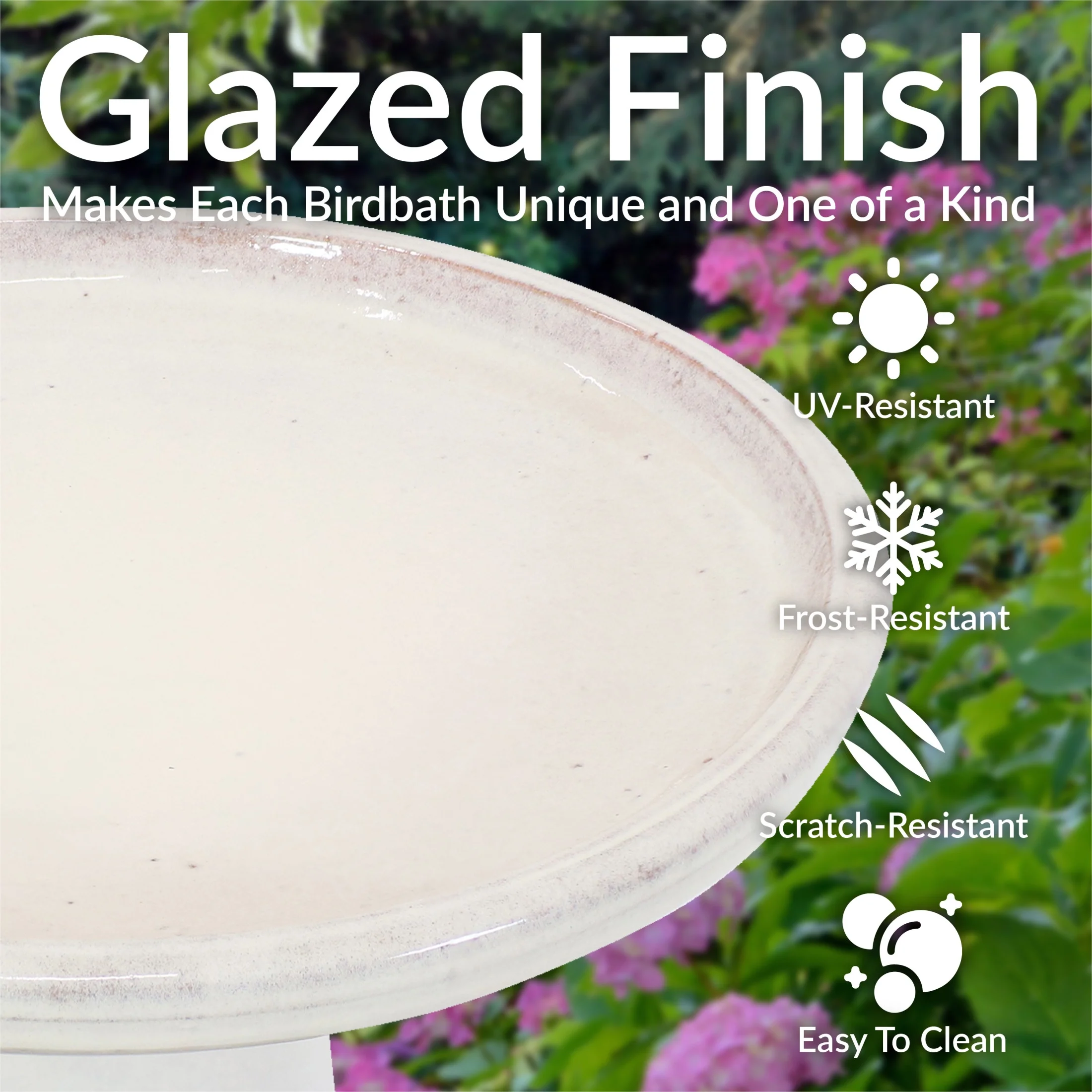 Sunnydaze Freestanding Ceramic Outdoor Bird Bath, Glazed, UV-Resistant Galaxy Blue Finish - Image 45