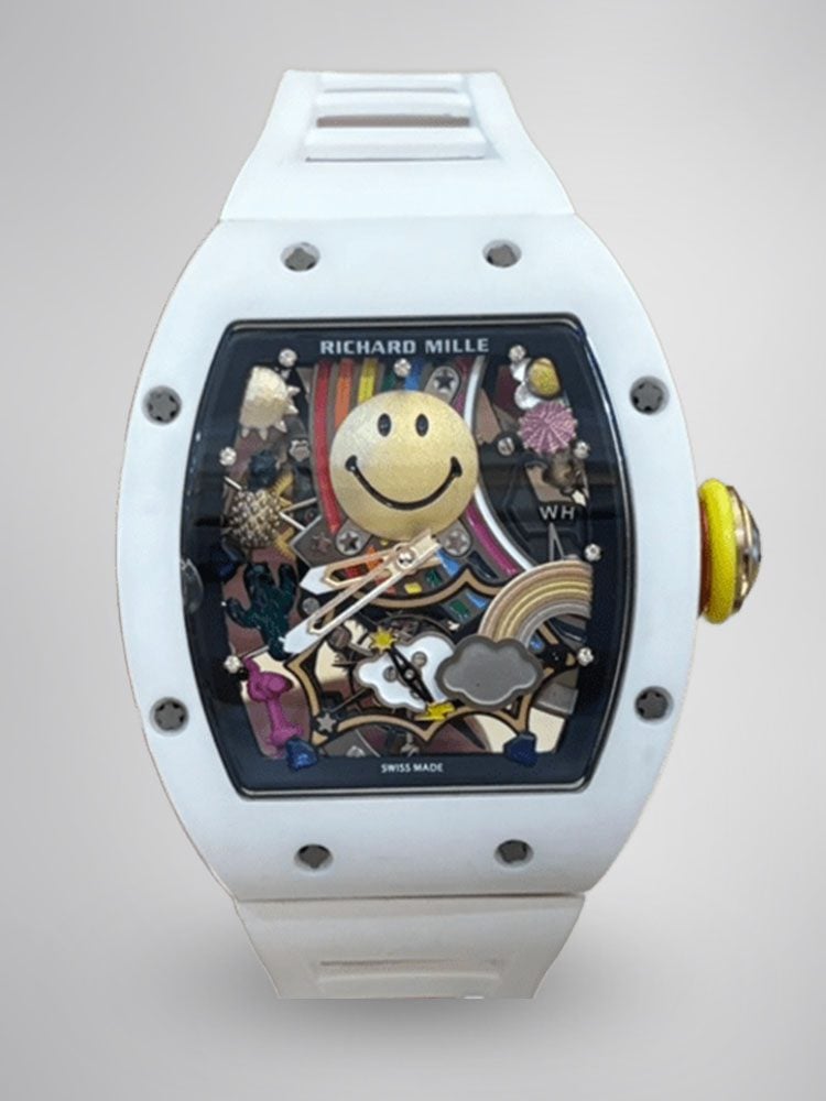 Replica Richard Mille RM 88 Smiley Swiss Automatic Tourbillon White Rubber Strap