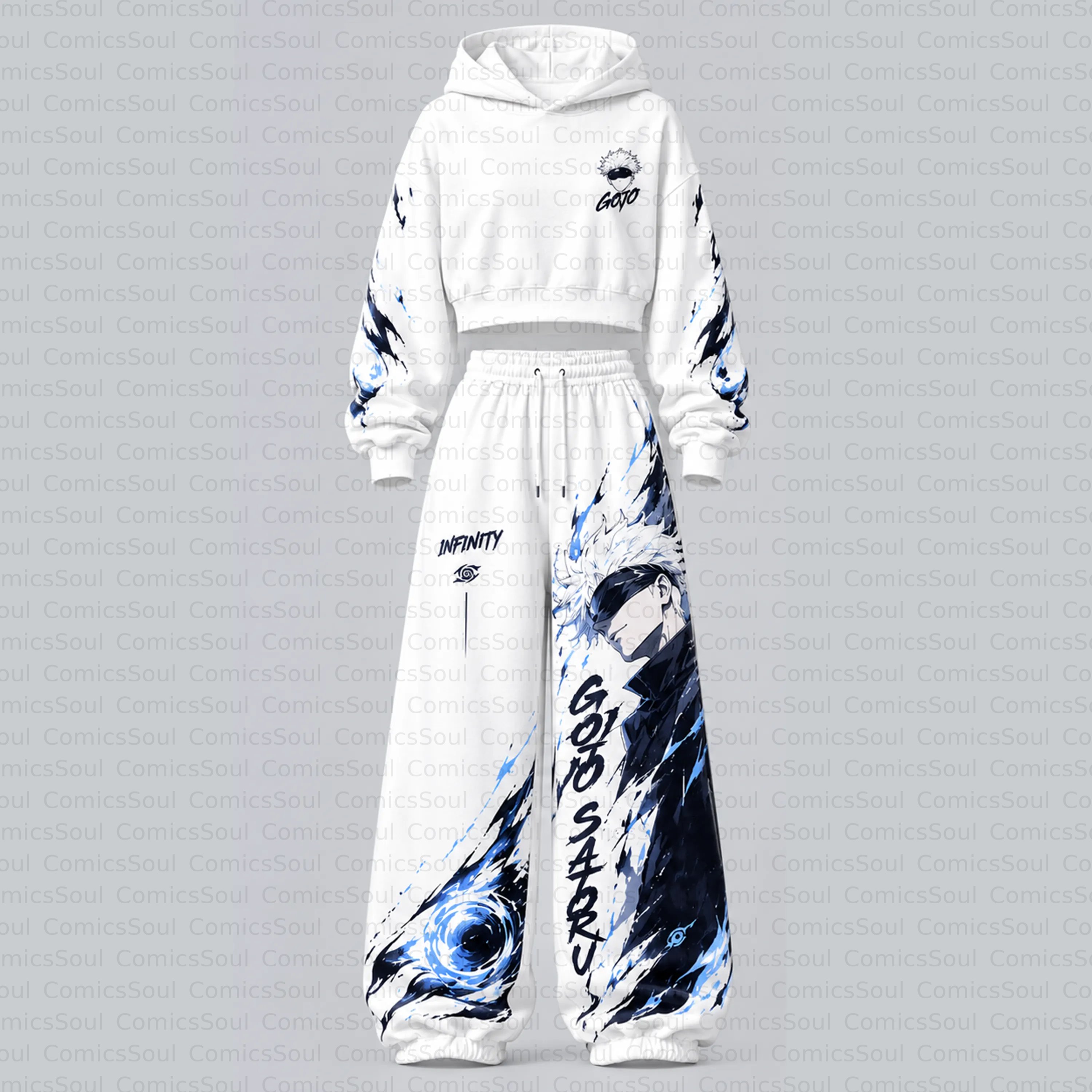 Jujutsu Kaisen Cropped Long Sleeve Hoodie & High Waist Jogger Pants Two Piece TeeThreads Sustain the Scene with Custom Apparel