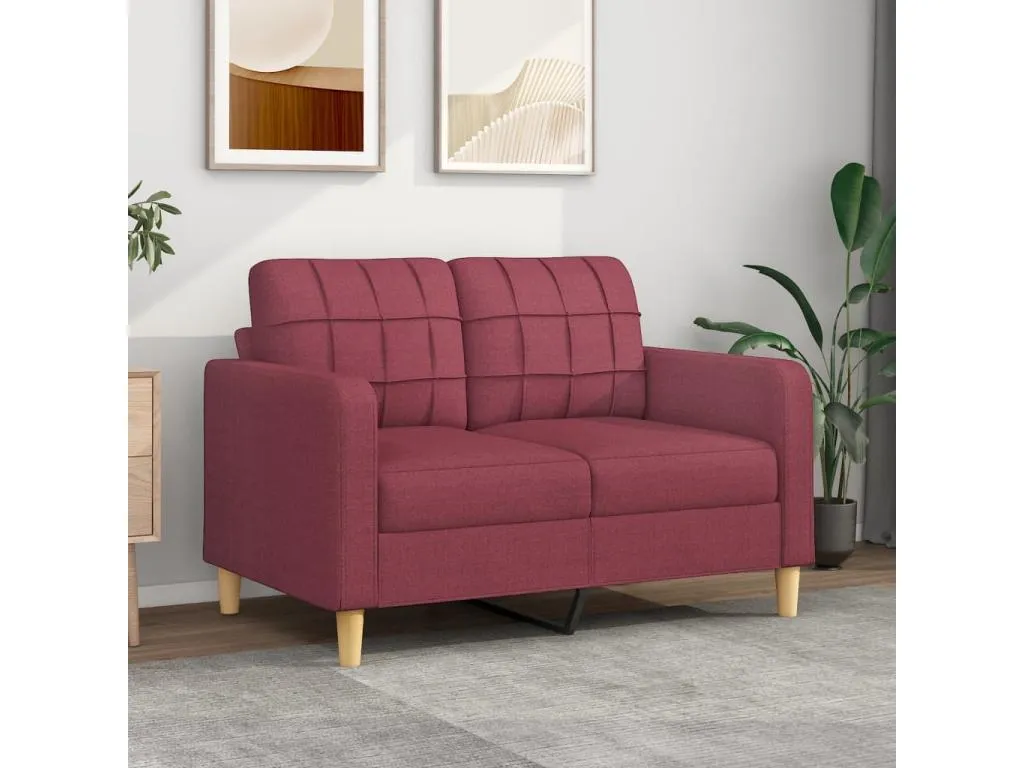 Sofá de 2 plazas de tela rojo tinto 120 cm dkpb80645
