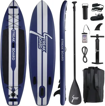 streakboard 11FT Inflatable Stand Up Paddle Board SUP Surfing Boards No Slip Deck, 6'' Thick with Backpack