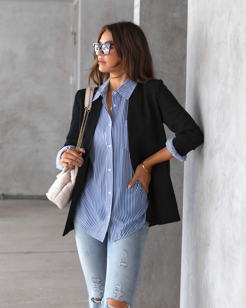 Workflow Striped Button Down Top - FINAL SALE - Se7enfashion
