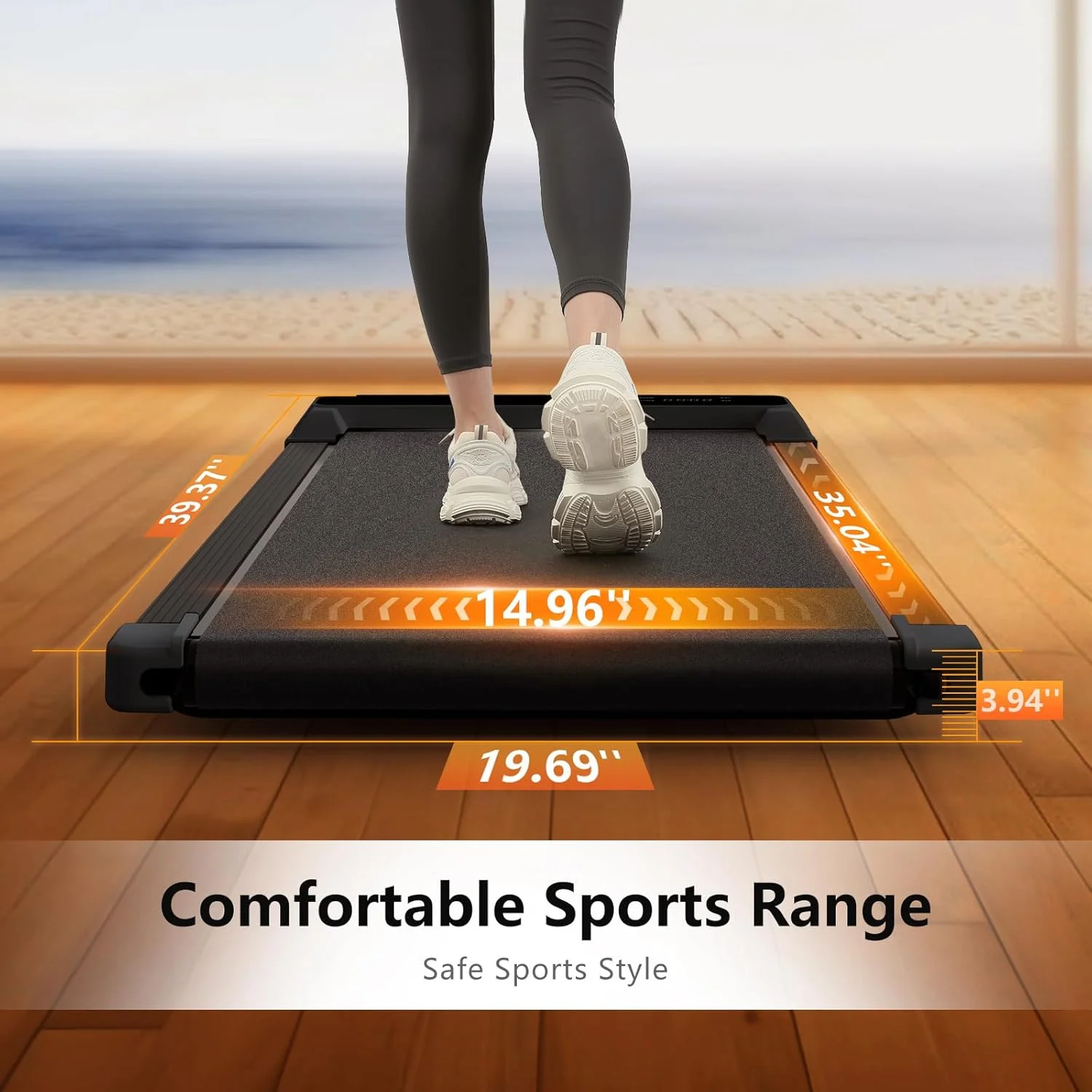 JURITS Walking Pad 2 in 1 for Walking and Jogging, Under Desk Treadmill for Home Office with Remote Control, Portable Walking Pad Treadmill Under Desk, Desk Treadmill in LED Display,Black - Image 6