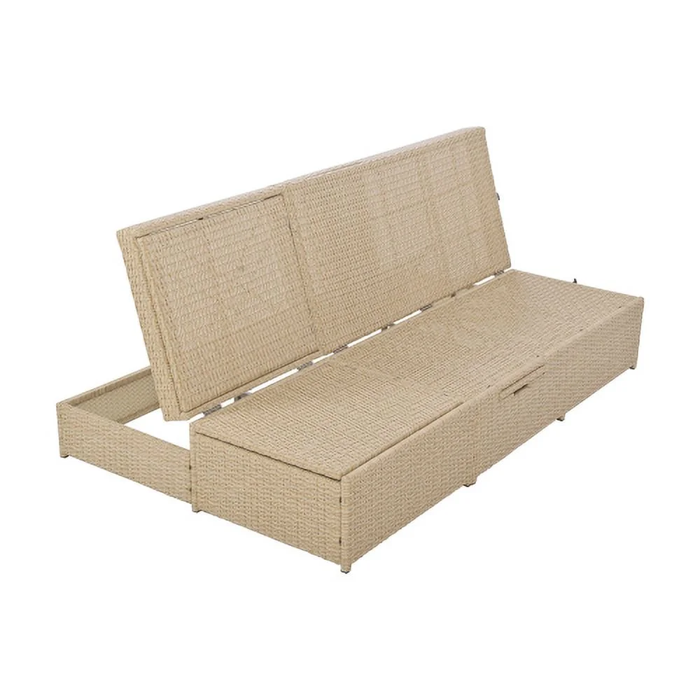 Harper & Bright Designs Rattan Outdoor Double Lounge Chaise 2-Person PE Wicker Outdoor Patio Sunbed with Canopy Cover for Backyard Garden Balcony, Beige+Black - Image 48