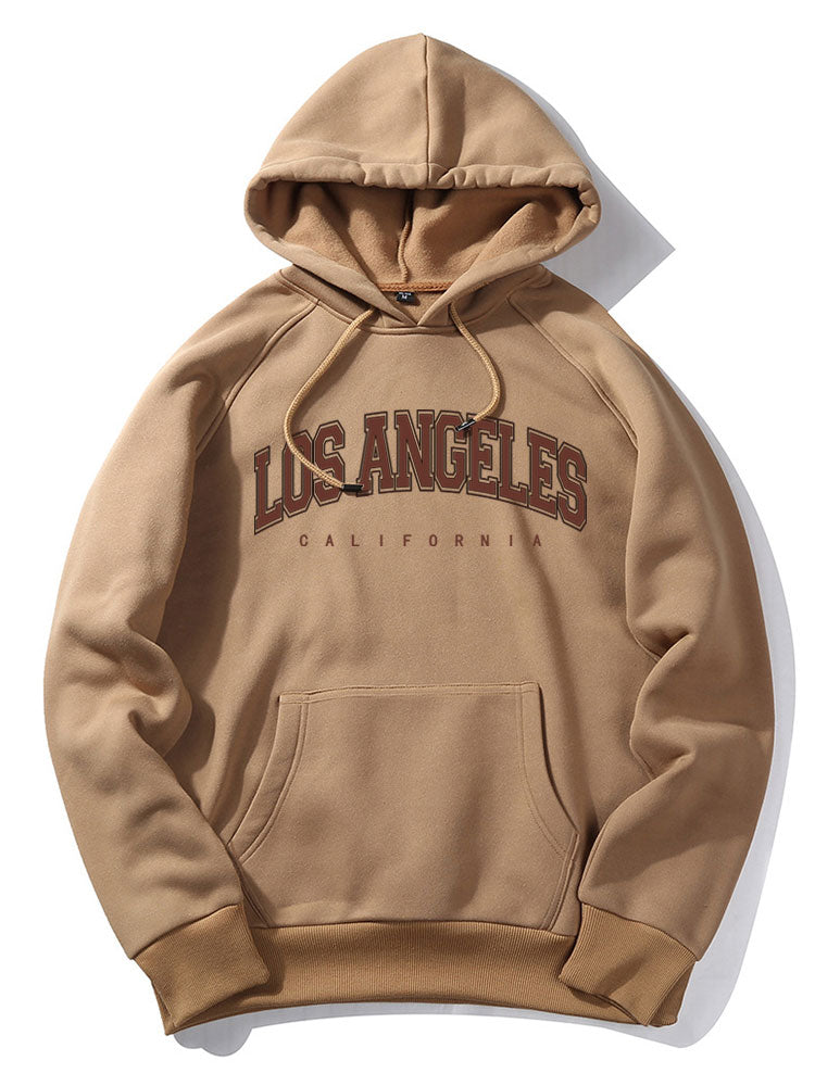Los Angeles Letter Print Kangaroo Pocket Hoodie & Jogger Pants
