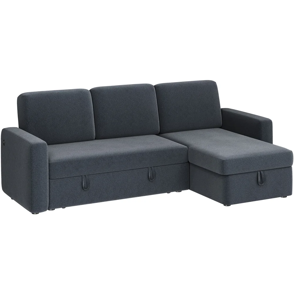 Alden Design Reversible Sectional Sofa with USB & Type-C Ports for Livingroom, Light Gray - Image 40