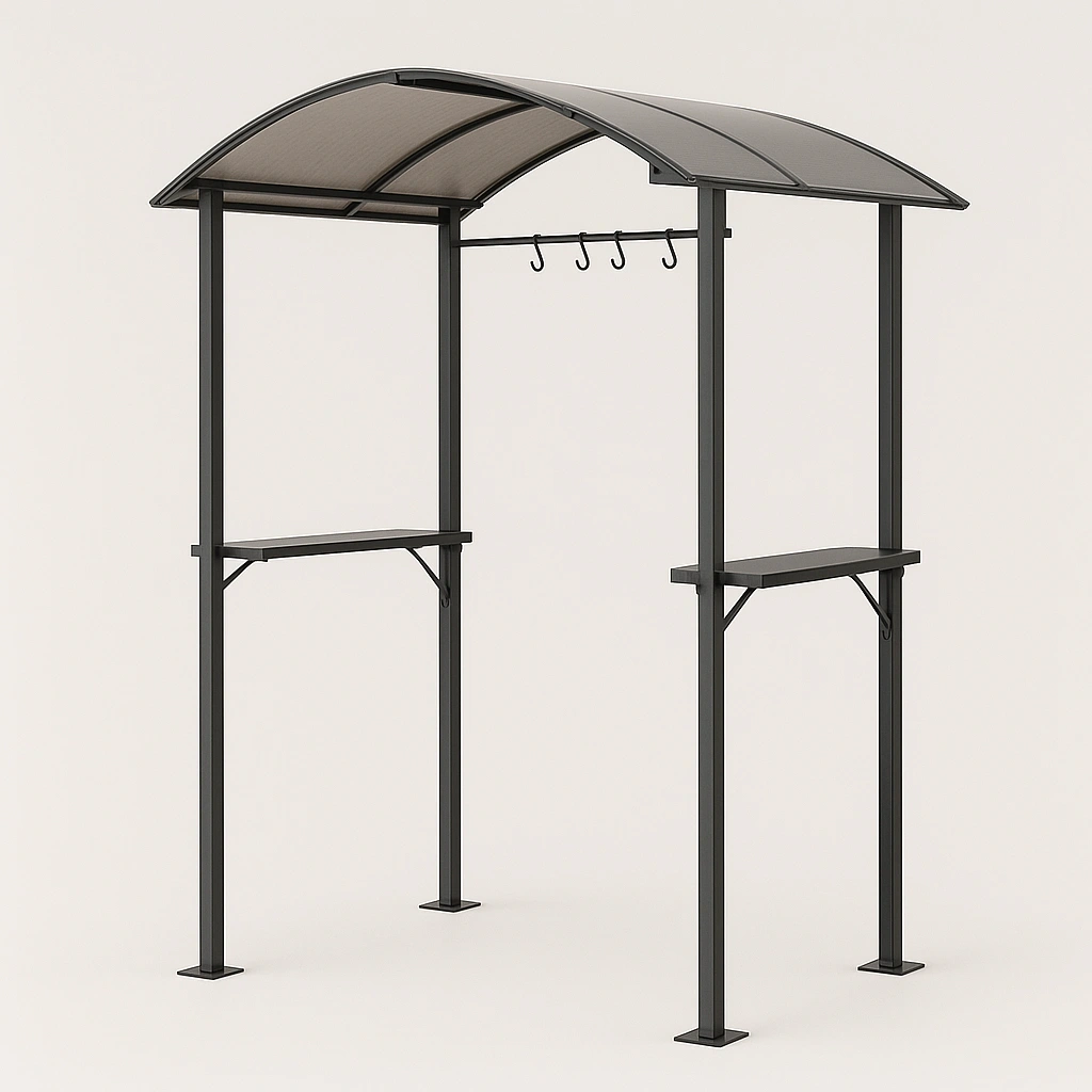 Caseta para barbacoa de jardín exterior con estructura metálica y techo acrílico - apta para jardín o terraza - dimensiones 240 cm x 150 cm x 270 cm - ybNpoDj550uc