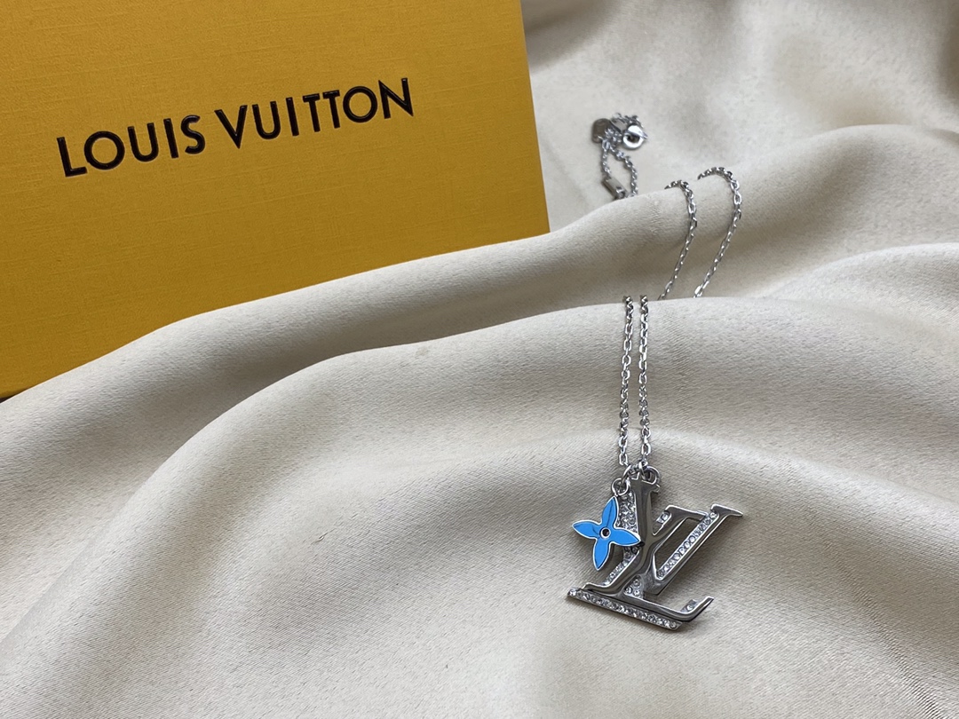 Louis Vuitton Diamond Paved LV Monogram Necklace - Original Replica Club