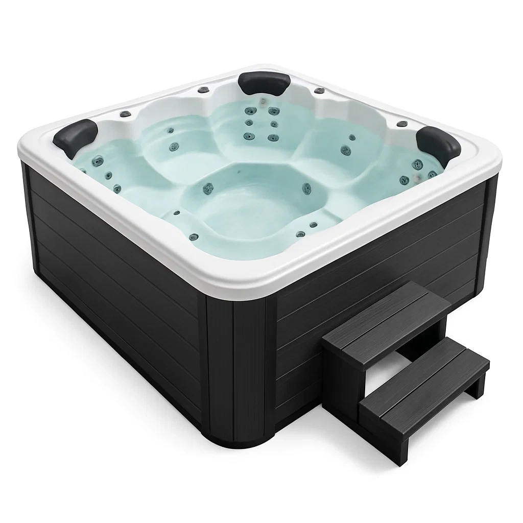 Spas rígidos 200x200x85 cm, 3 personas, cuadrado, color negro/blanco zIucacj436As