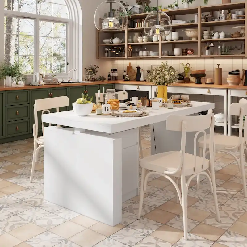 Modern White Adjustable Workstation - 70.9W Dining Table & Office Desk
