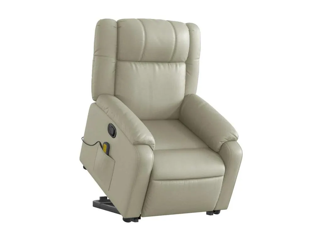 Sillón reclinable de masaje de pie cuero artificial color crema