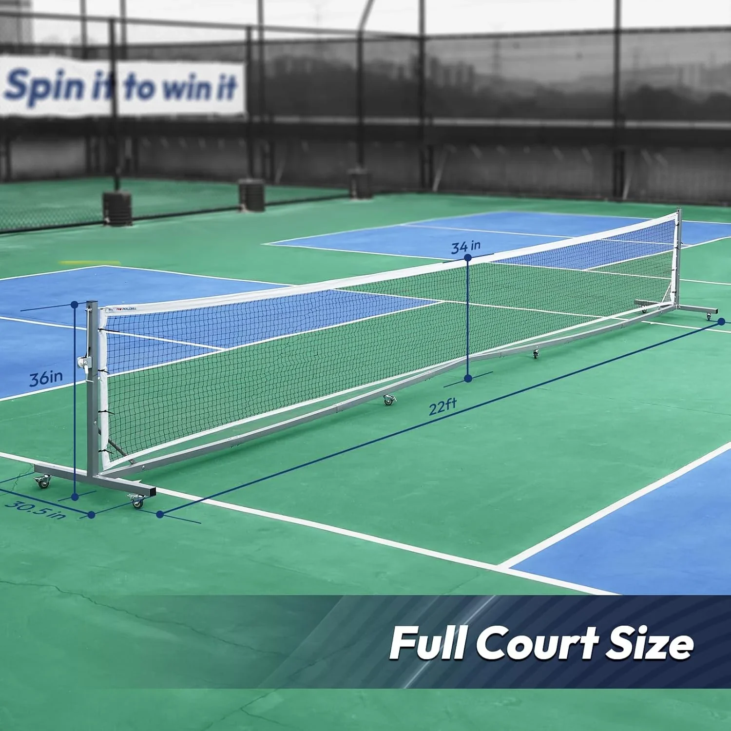 Pickleball Net System, White, Metal, 22' Wide - Image 5 Pickleball Net System, White, Metal, 22' Wide - Image 5