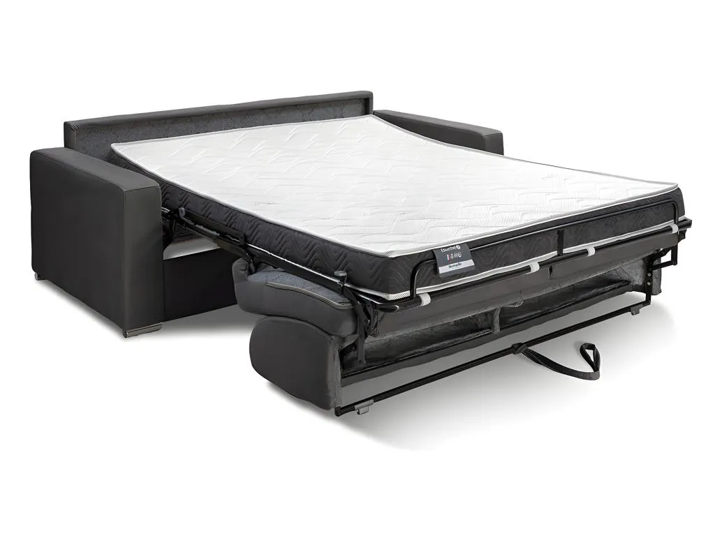 Sofá cama de 4 plazas tipo italiano de terciopelo Lluesmamuebles - Azul noche - Somier de láminas de 160 cm - Colchón de 14 cm con memoria de forma
