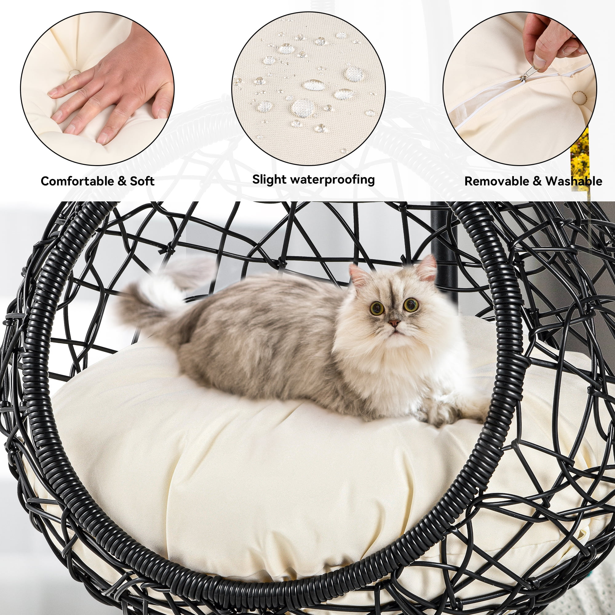 Dextrus Indoor Elevated Cat Bed with Detachable Cushion, Brown Solid - Image 10