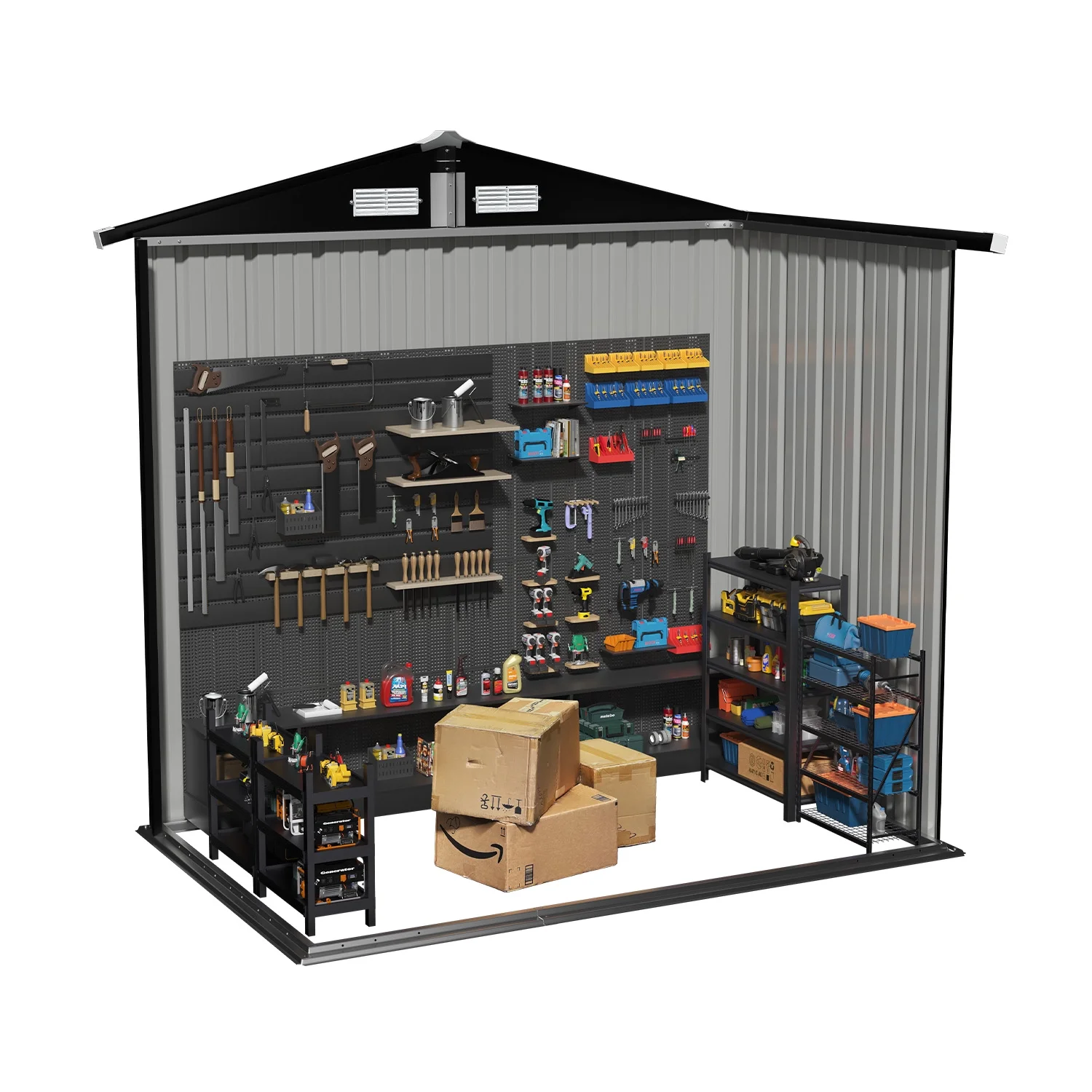 Clouddwell 6 ft. x 4 ft. Outdoor Storage Shed, Metal Garden Shed with Lockable Doors & Sloped Roof for Backyard, Patio, Poolside - Image 17