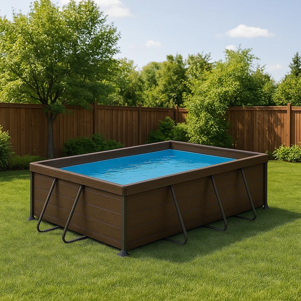 Piscina tubular,rectangular,8000 litros,estructura metálica,material resistente,color marrón,fácil de montar,400x200x100 cm - CHVrE99WT8J4
