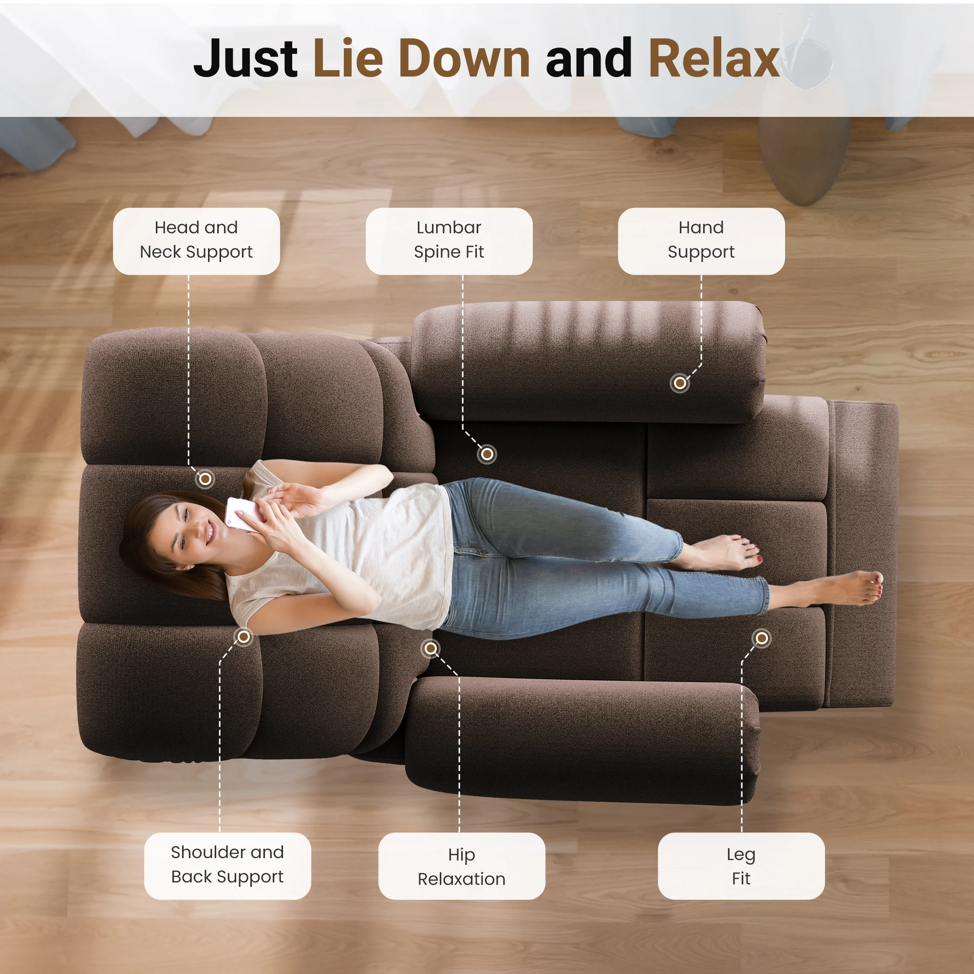 Power Recliner Chair,Electric Recline Sofa Chair for Adults with USB Port,Comfy Teddy Fleece Adjustable Cloud Sofa,Tool-Free Setup,Beige White - Image 37
