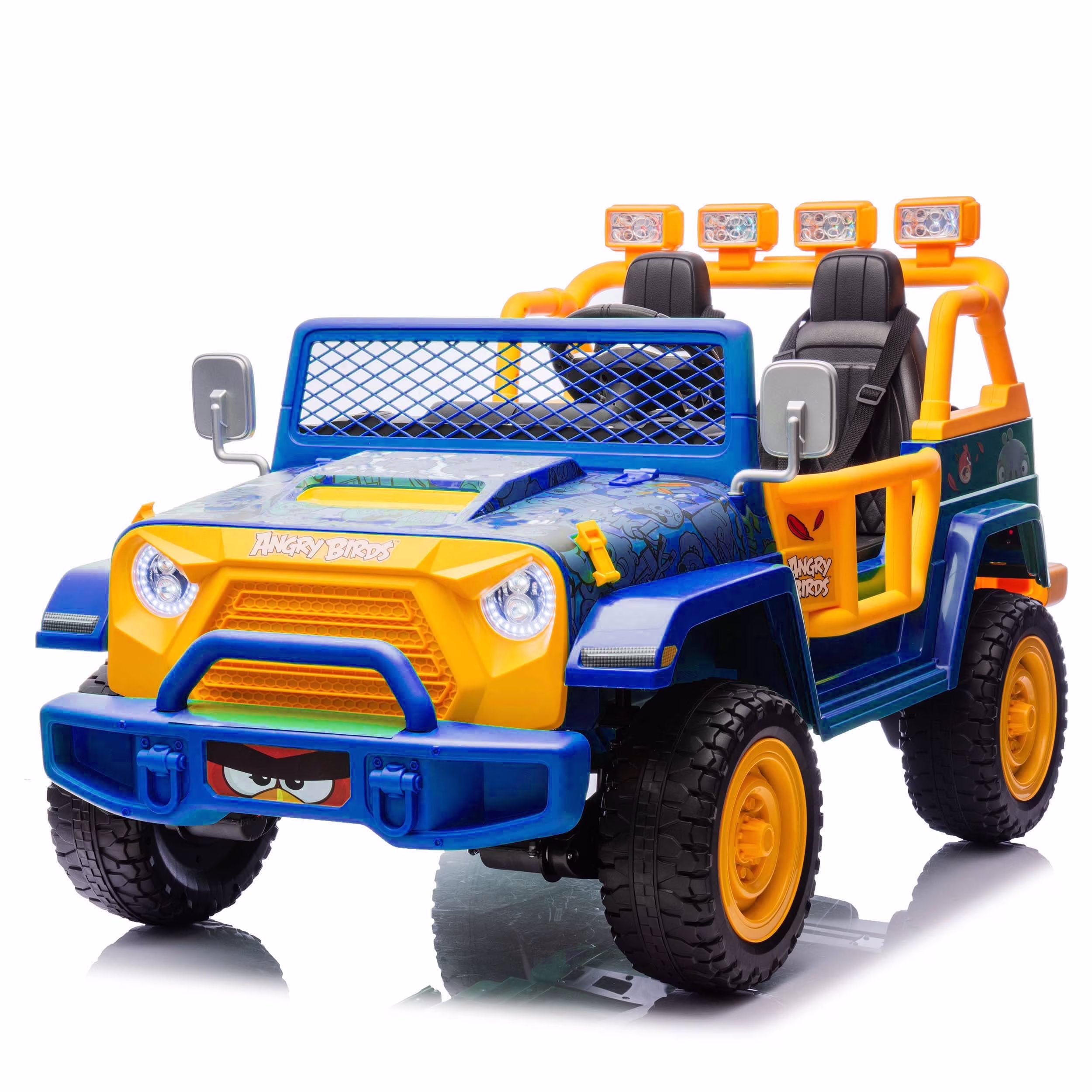 Joyracer 24 Volt Ride on Toys for Big Kids, Licensed Angry Birds Ride on Truck with Remote, 2 Seater 4WD Electric Ride ons with Shovel, Bluetooth, Lights, Power Car Wheels for 3-8, 130lbs, Green - Image 3