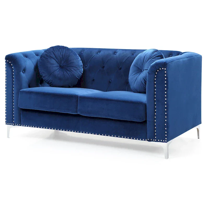 Velvet Button-Tufted Pompano Loveseat