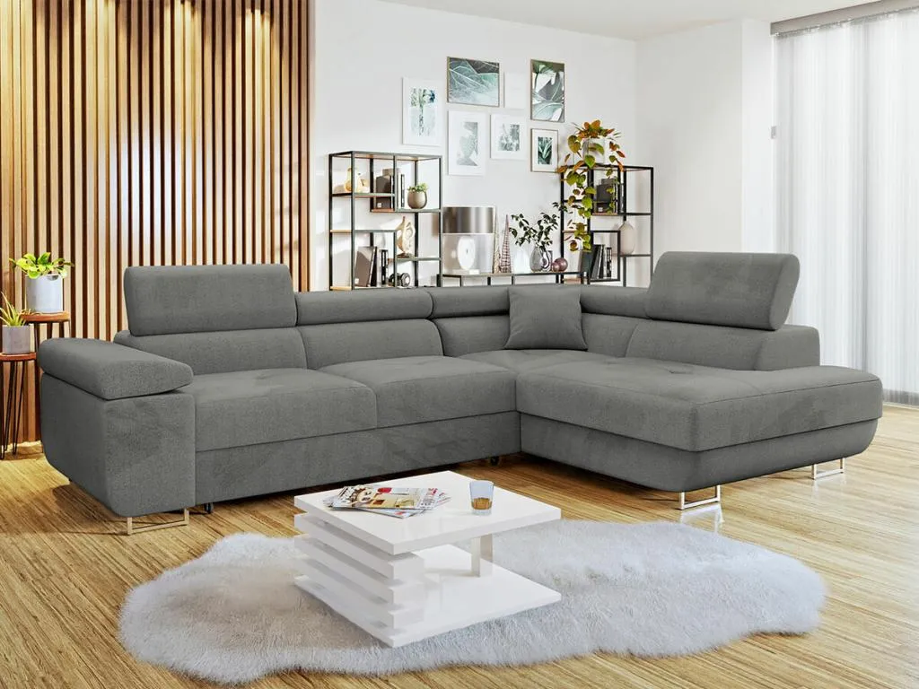 Sofá rinconero Kavehomedeco S100 Gris Función de descanso Caja de ropa de cama 274x203cm 04538BQEW