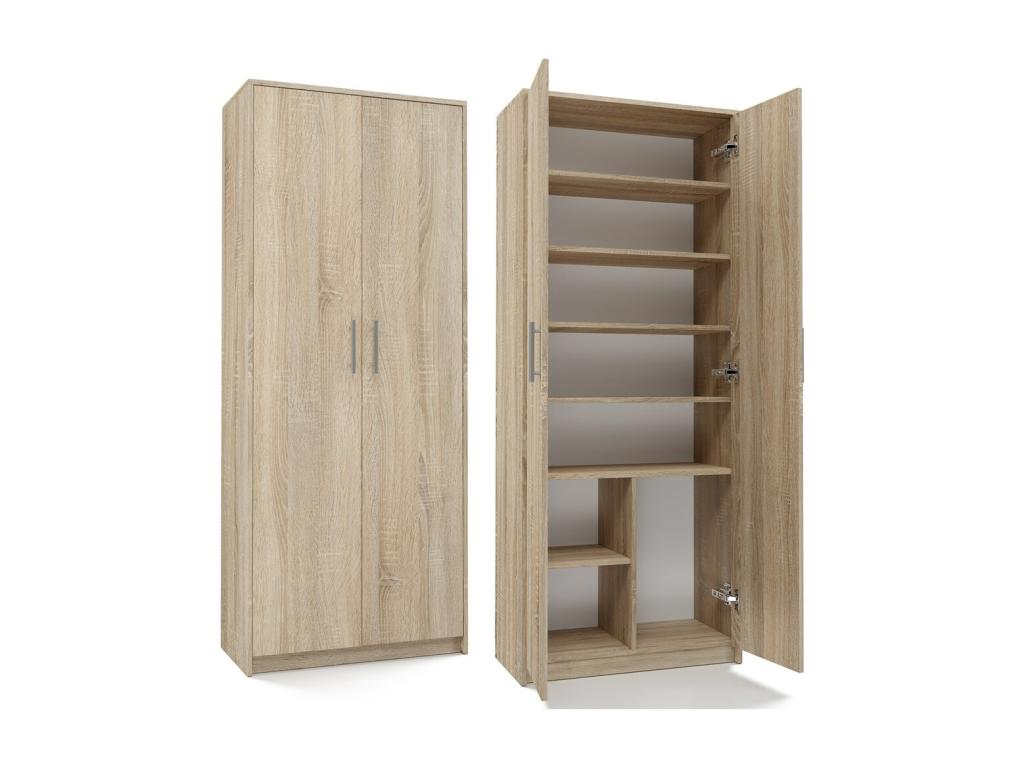 PARLA - Armario moderno con 6 estantes - 180x74x35cm - Almacenaje - Armario de oficina - Sonoma