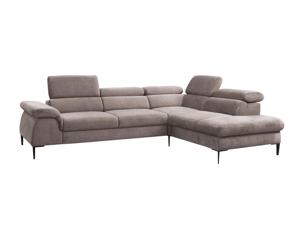 Sofá cama rinconera de tela gris arenoso Sancaldeco - Ángulo derecho KXFW69183