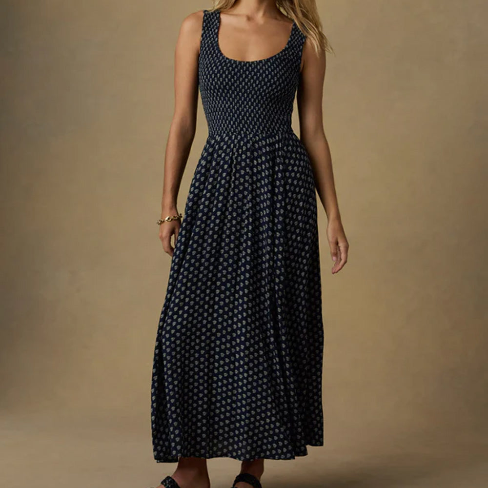 Faherty - Robe à smocks Sophia - Marine Lotus Floral