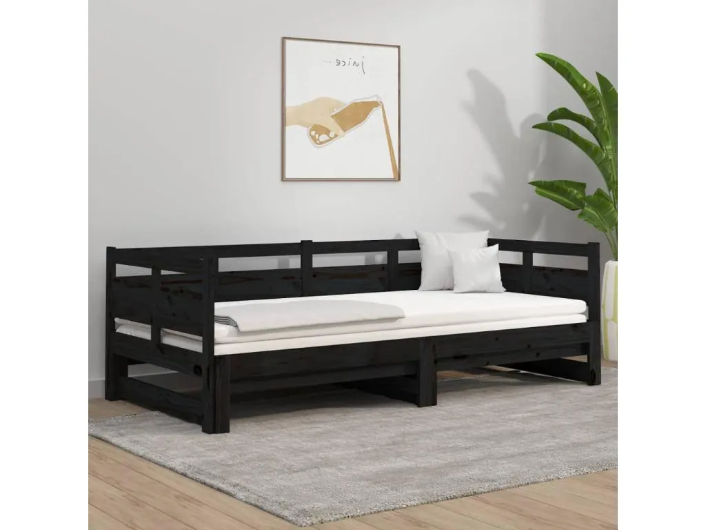 Sofá cama extraíble Casabellaes maciza de Casabellaes negro 2x(90x190) cm 76847WBEX