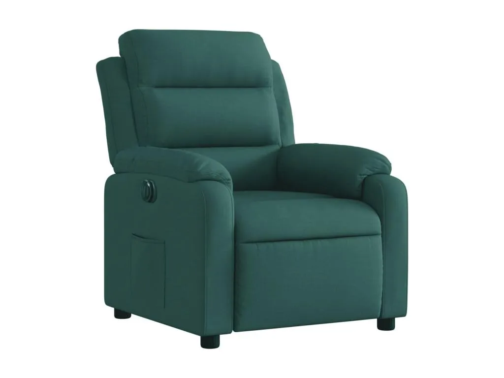 Sillón reclinable eléctrico tela verde oscuro