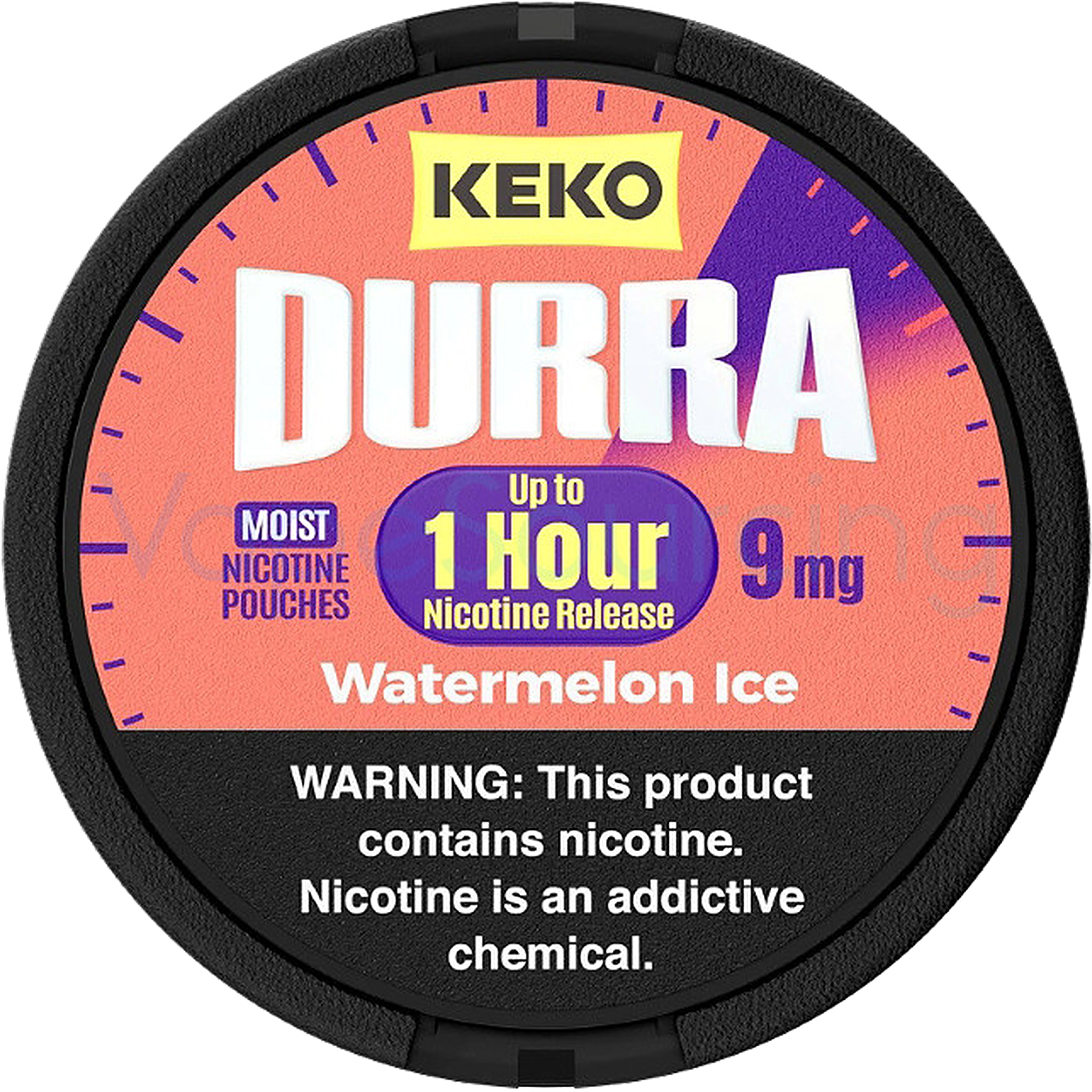 KEKO Watermelon Ice 9mg nicotine pouches — Slim Moist Pouch can with 20 strong watermelon ice pouches