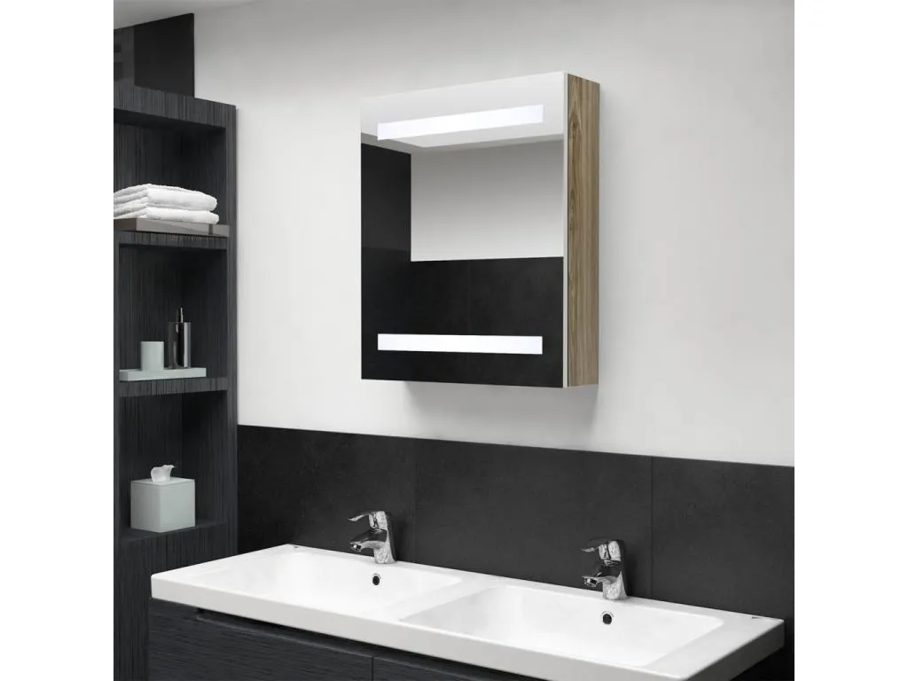 Armario de baño con espejo LED blanco y Luxmbls 50x14x60 cm 26236YMIX