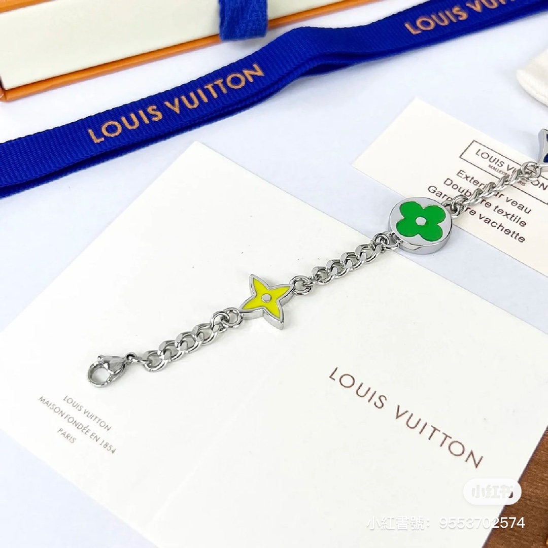 Louis Vuitton 4 Motifs Green Yellow Star Sun Blossom Chain Bracelet - Original Replica Club
