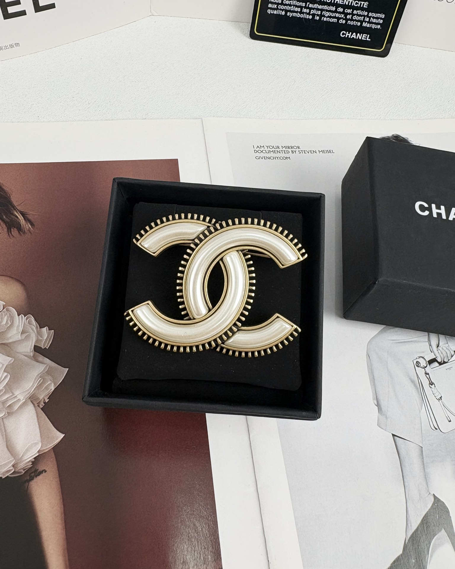 Chanel Vintage White CC Brooch - Original Replica Club
