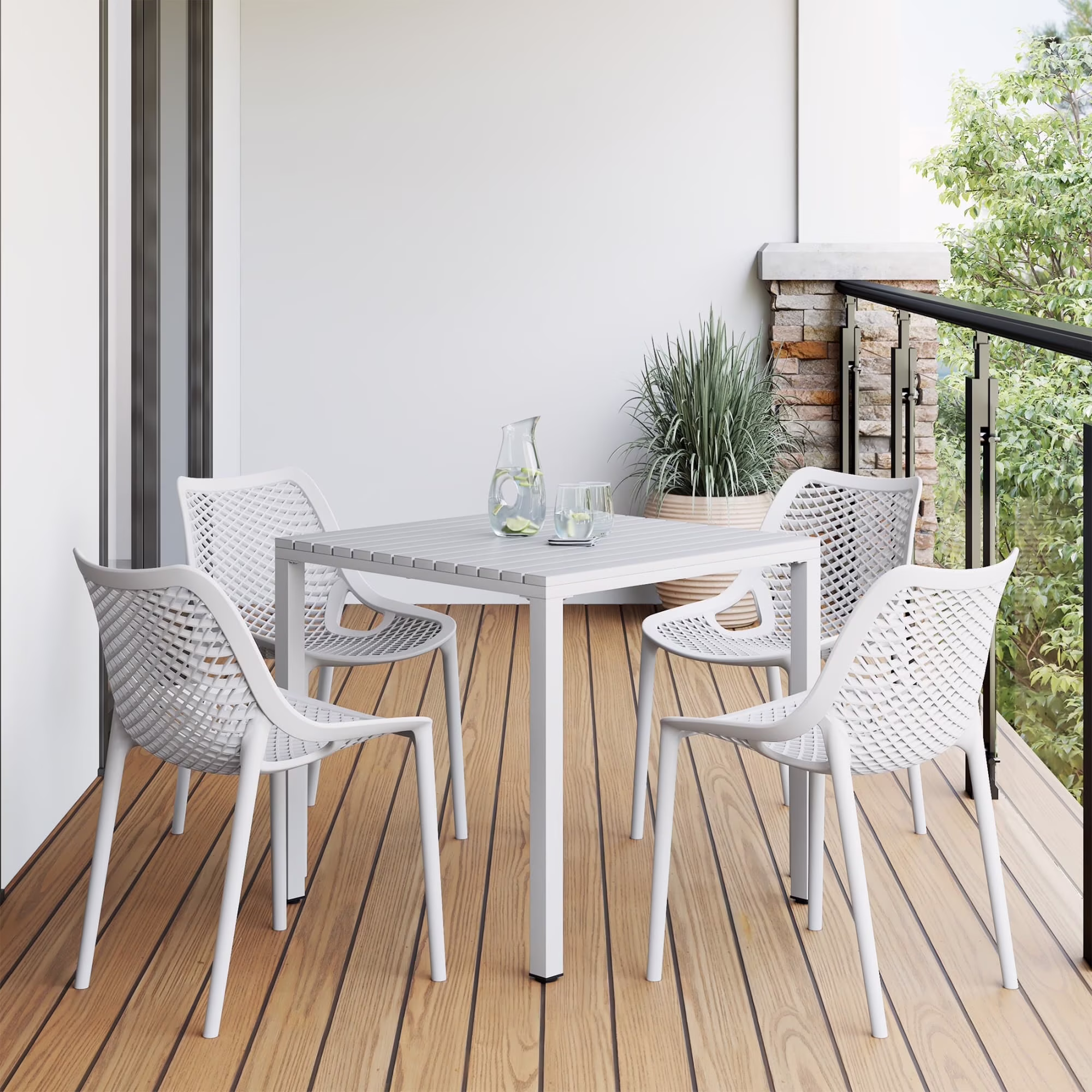 WestinTrends Playa 5-Piece Outdoor Patio Metal Frame Dining Table Set with Stackable Patio Dining Chairs, Olive Green - Image 7