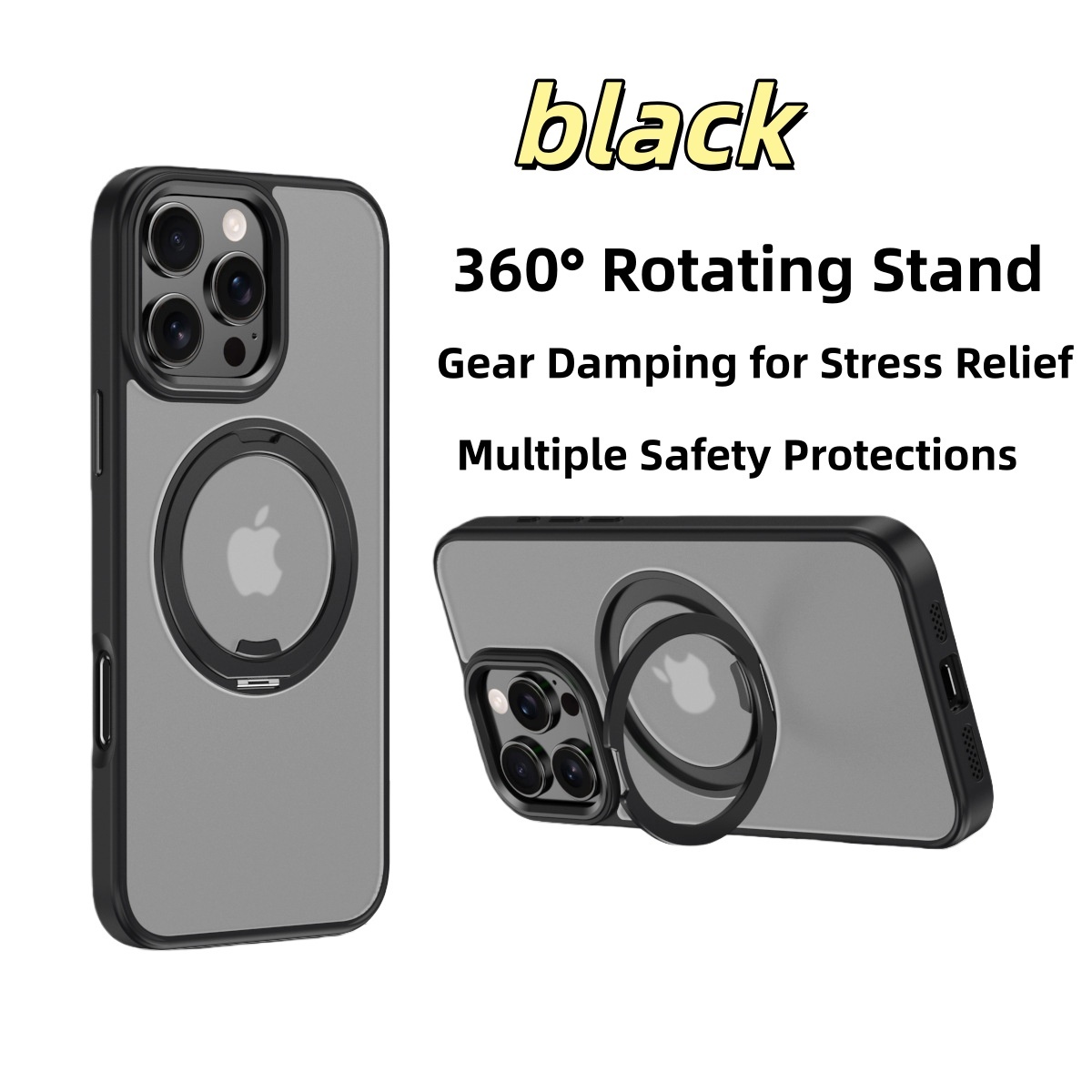 Upgraded Quality iPhone 17 Case with 360° Rotating Stand, Gear Damping & Multiple Protections