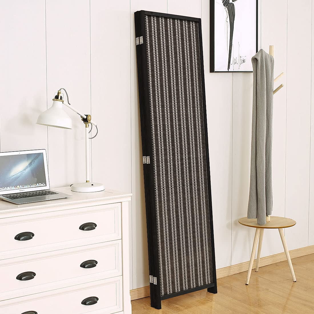 JOSTYLE 4-Panel Room Divider 6ft Tall Extra Wide Folding Privacy Screen with Diamond Double-Weave Divider for Room Separation Freestanding Red Brown - Image 28