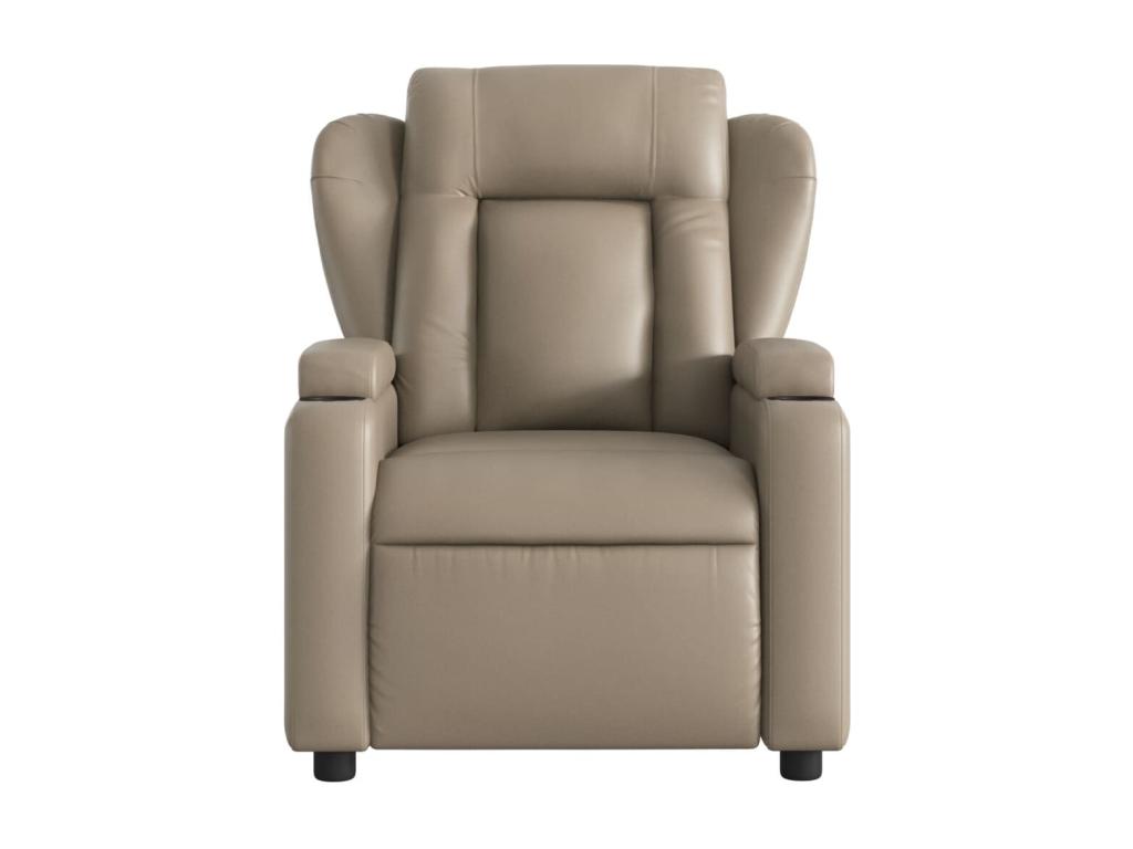 Sillón reclinable eléctrico de cuero sintético color capuchino