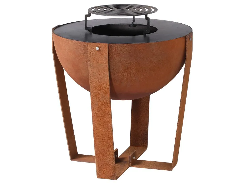 Brasero plancha 3 en 1 Nidovia en acero corten 70x80x70 cm xga141233