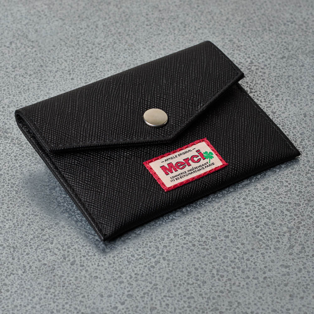 Merci - Porte Carte à Rabat - Noir