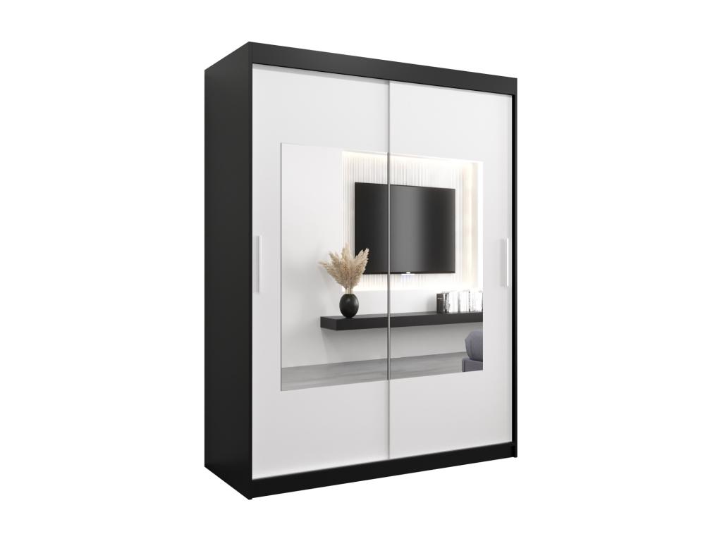 Armario Torino de puertas correderas 200/150/62 2 puertas (negro/blanco)