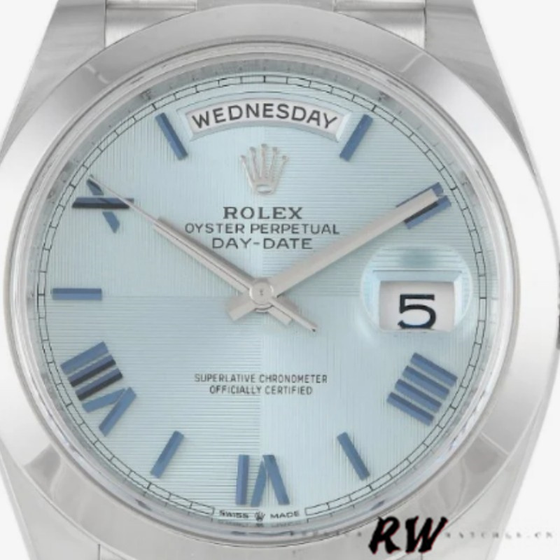Rolex Day-Date 228206 Ice Blue Quadrant Dial Platinum 40MM Mens Replica Watch