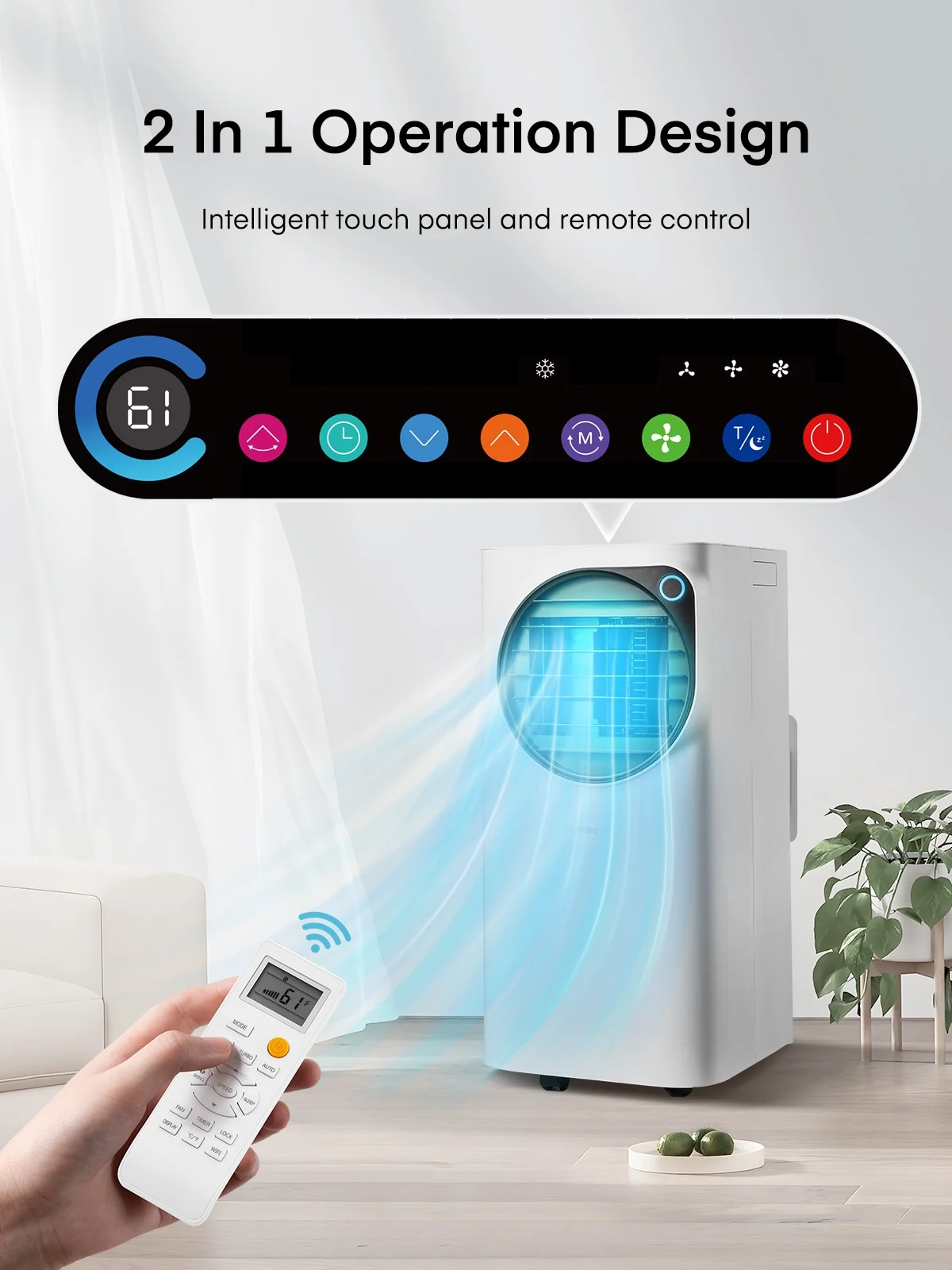 FOHERE 12000 BTU Portable Air Conditioner for Room Cooling and Heating, Covers up to 550 Sq. Ft, 4 IN 1 All Season AC Portable Air Conditioner with Remote Control and Window Kit, White - Image 13