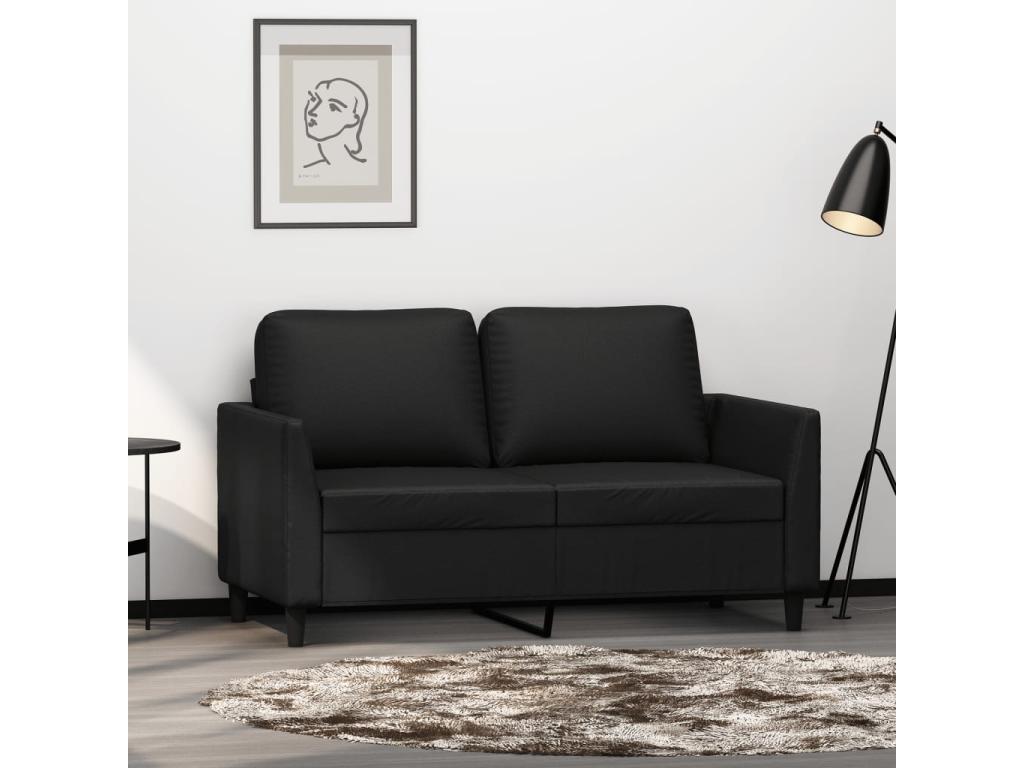 Sofá de 2 plazas de cuero sintético negro 120 cm - rbswEk1276zu