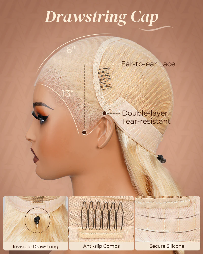 Pure-Luxe™ Blonde Khaki Color Blowout In Wavy Pre-Cut 13x6 Lace Ultra-Dense Glueless Human Hair Wig