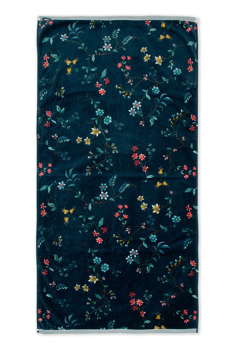 Large Bath Towel Les Fleurs Dark Blue 70x140 cm