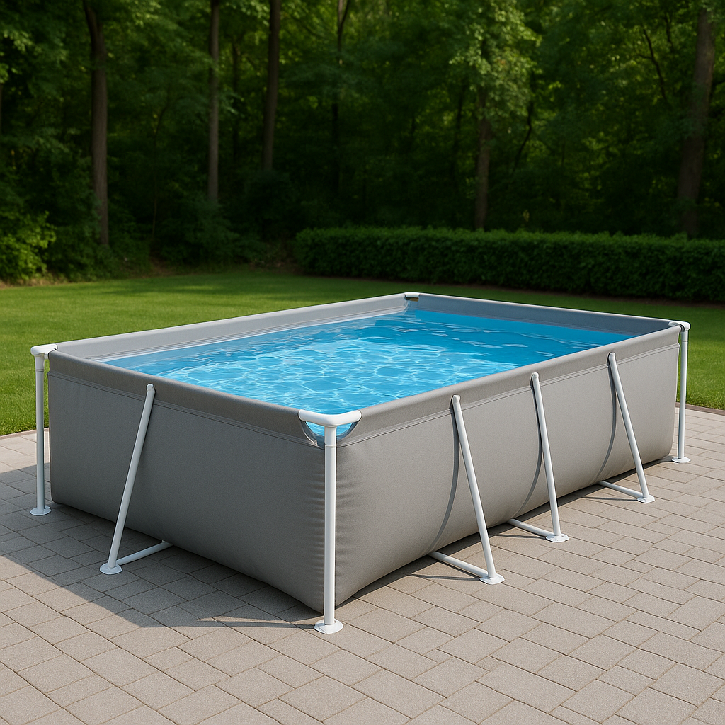 piscina tubular rectangular, piscina desmontable rectangular gris piedra, gris piedra, metal y PVC, jardín y exteriores, 732x366x132 cm