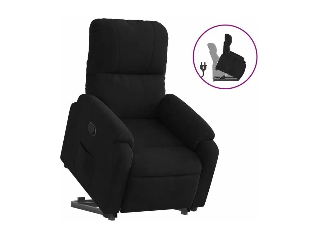 Sillón reclinable elevable tela de microfibra negro